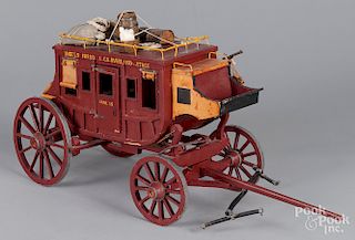 Painted wood Wells Fargo Overland Stage coach