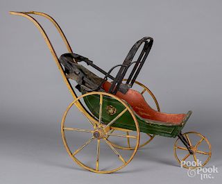 Painted pine doll carriage