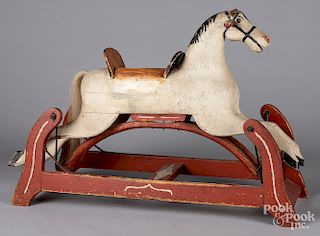 Painted pine rocking horse