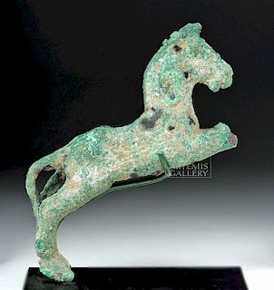 Roman Bronze Horse Statue in Leaping Pose