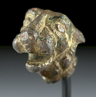 Miniature Roman Bronze Lion Head Fragment