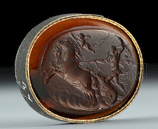 18th C. Neoclassical Glass Intaglio, Cupid & Charioteer
