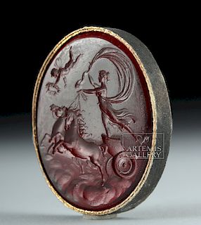 18th C. Neoclassical Glass Intaglio, Cupid & Chariot