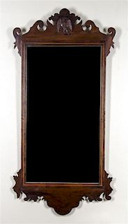 A Federal Mahogany Mirror, Height 47 x width 23 1/4 inches.