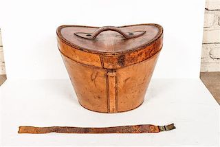 A Late Victorian Leather Hatbox, Width 13 1/2 inches.