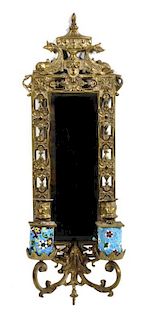 A French Brass and Enameled Girandole, Height 23 inches.