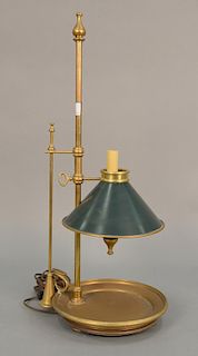 Chapman brass chamber stick style lamp with adjustable height shade, ht. 25 1/2in.