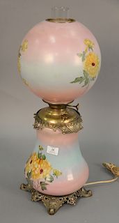 Gone with the Wind lamp, electrified with original shade, ht. 25 1/2in.