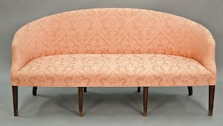 Federal style love seat, pink upholstered with rounded back