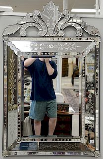Large Venetian glass mirror, rectangle frame. 51" x 32".