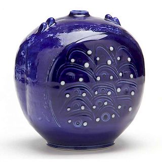 NC Art Pottery, Tom Turner, Cobalt Vase