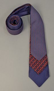 Assorted group of three Hermes silk ties. wd. 3in. to 3 3/4in.