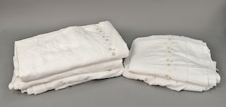Two sets of Schweitzer sheets with embroidered duvet covers (twin size fitted and flat sheets) and a queen size duvet cover and insert
