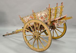 Continental hand painted donkey cart. lg. 82in.