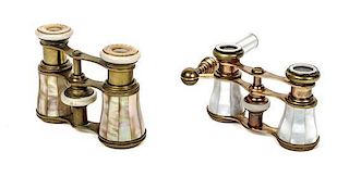 Two Pairs Mother-of-Pearl Mounted Opera Glasses,