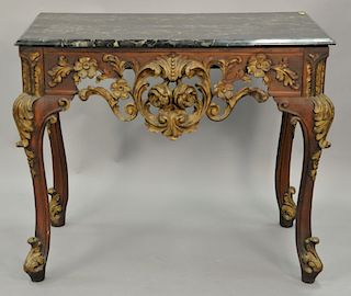 Louis XV style marble top table. ht. 31in., top: 19" x 36"