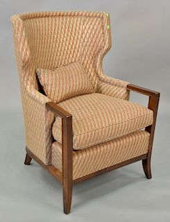 Baker contemporary upholstered barrel back armchair.