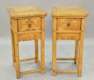 Pair of Chinese one drawer stands. ht. 34in., top: 17" x 17"