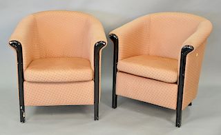 Pair upholstered club chairs.