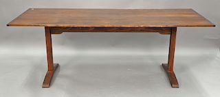 Custom shoe foot table. ht. 31in., top: 30" x 82"
