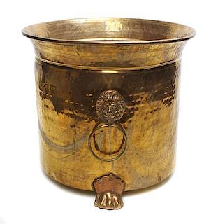 A Victorian Hammered Brass Coal Bucket, Diameter 14 1/4 inches.