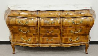 Bombay style marble top chest. ht. 38in., wd. 71in.