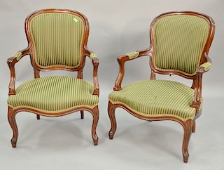 Pair of Louis XV style armchairs.
