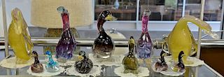 Group of eleven Murano ducks including a pair of Salviati ducks, a group of seven small ducks, and a pair of large Murano ducks. ht. 3...