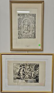 Four framed pieces to include (1) Francisco Jose De Goya y Lucientes (1746-1828), etching, Tauromachie, plate size 9 1/2" x 13 3/4";...