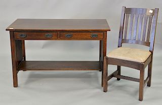 Stickley writing desk and chair. ht. 29in., top: 24" x 48"