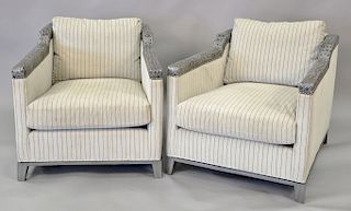 Pair of Michael Weiss easy chairs with faux gator arms. ht. 29in., wd. 27 1/2in., dp. 42in.