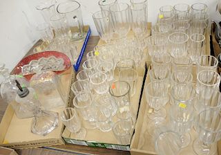 Six box lots to include 73 pieces of flint glass vases and various stems along with some miscellaneous glass