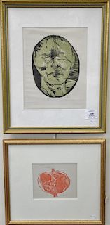 Two Leonard Baskin (1922-2000), lithographs, (Artist Proof Portrait) and (Pomegranate) both pencil signed, 4 1/2" x 5 1/2", 9 1/2" x...