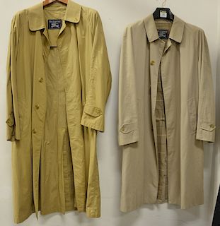 Two Burberry mens trench coats (hangers not included).