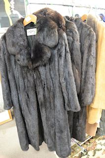 Three womans mink coats, two long and one short C.F. Carlson.