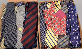 Group of twenty-three ties including three Huntsman Savile Row ties, Valentino Cravatte tie, Evergnerating silk tie, Canterbury tie,...