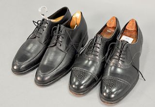 Two pairs of used John Lobb calf leather "Oxford" men's dress shoes