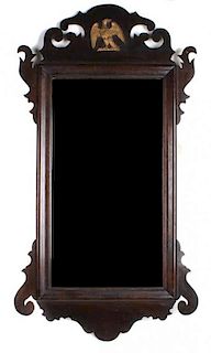 A Federal Style Mahogany and Giltwood Mirror, Height 35 x width 19 inches.