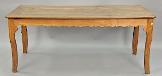 Louis XV style oak table with large pull out slide on one end. ht. 30in., top: 31" x 73"