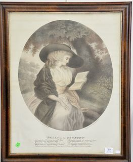 Eleven piece lot including eight J. R. Smith colored engravings, painted by Morland, "Delia in the Country" "In His Majesty's Collec...