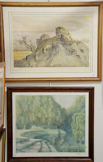 Three framed lithographs to include Elizabeth Mumford, 214/850, "You Scream for Ice Cream"; Bob Kuhn, pencil signed print, cheetah,...