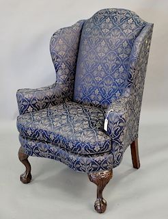 Sherril Chippendale style wing chair with ball and claw feet.