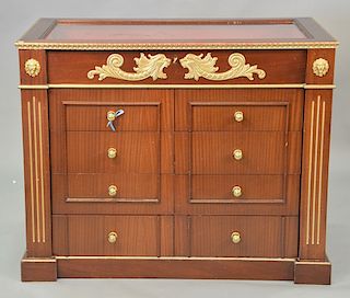 Contemporary Victorian style chest with display top. ht. 36 1/2in., wd. 45 1/2in., dp. 25in.