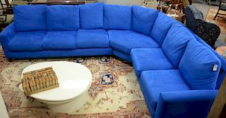 The Leather Company regal blue three piece sectional with brushed finish (like new condition)