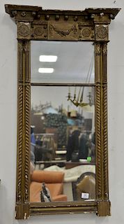 Three large framed mirrors to include large rectangle with gilt Victorian frame, Federal two part mirror, and a two part mirror with...