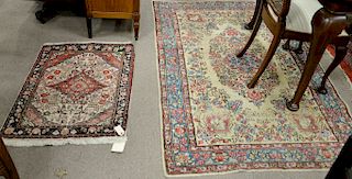 Five Oriental throw rugs, 2'3" x 3', 2' x 2'10", 4' x 6'2", 2'9" x 4', and 4' x 6'3"