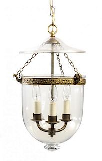 A Gilt Metal Mounted Glass Chandelier, Height 14 inches.