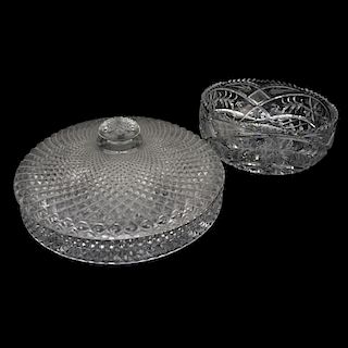 Two (2) Vintage Glass Serving Pieces