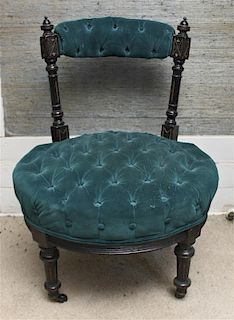 A Victorian Walnut Corner Chair, Height of first 28 inches.