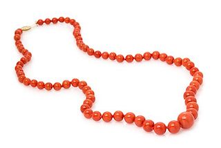 A Graduated Coral Bead Necklace,